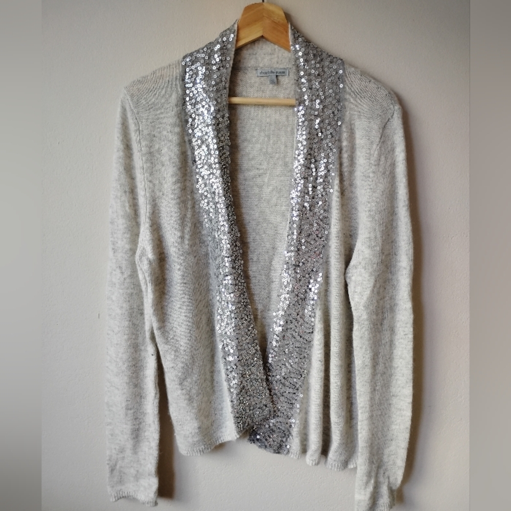 Charlotte Russe Size L Silver Sequin Trim Women's Sweater